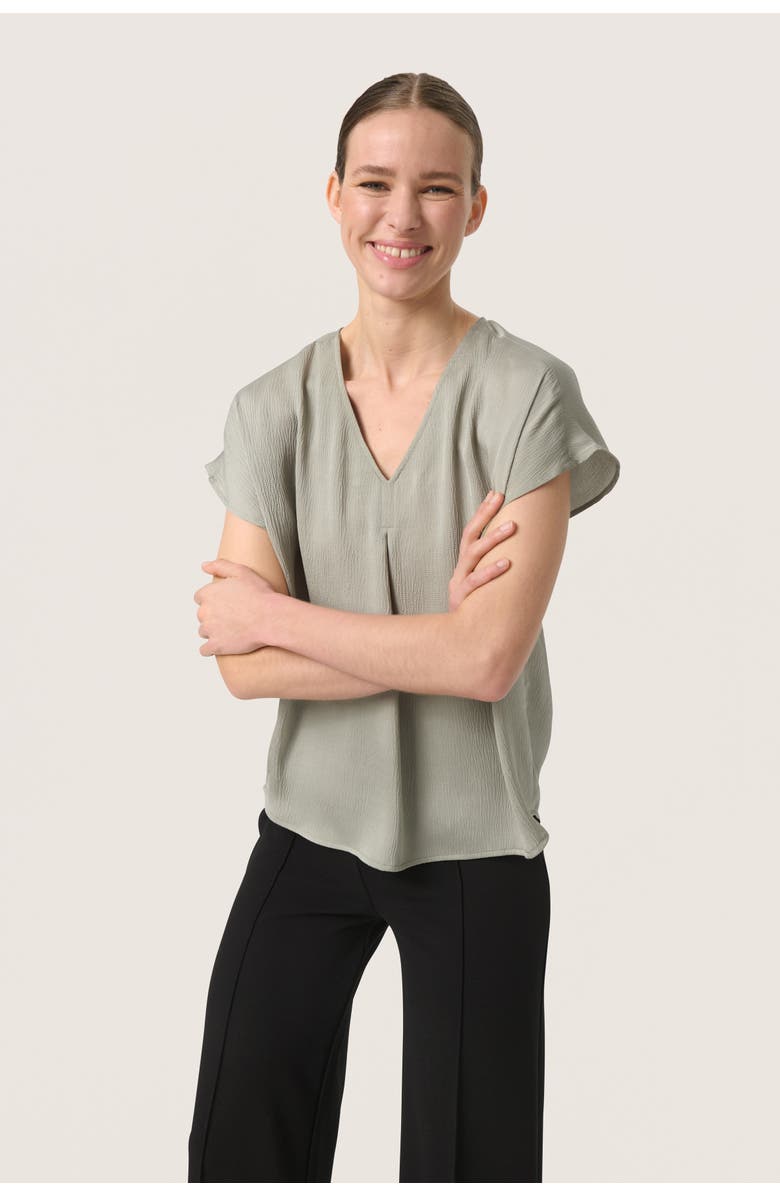 Soaked in Luxury Loana Short Sleeve V-Neck Blouse, Main, color, Shadow