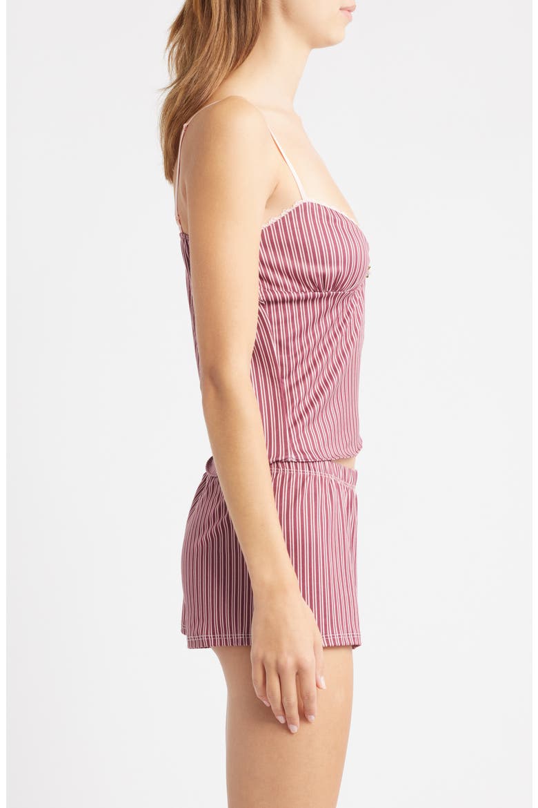 Gigi Stripe Lace Trim Crop Camisole, Alternate, color, PINK STRIPED