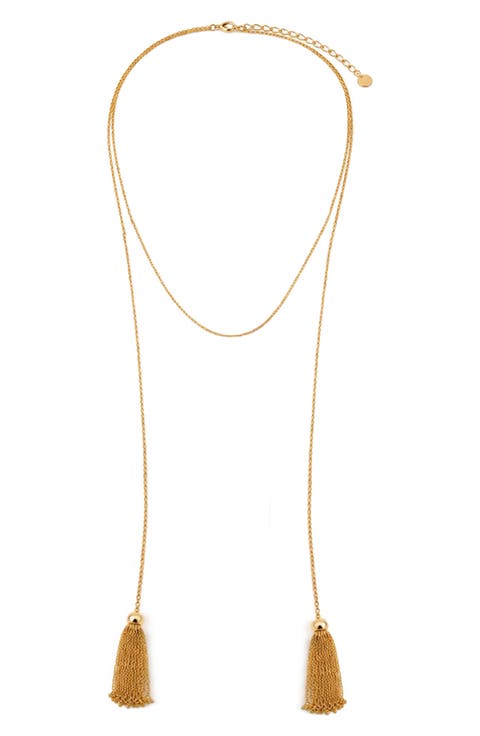 Goldtone Tassel Wrap Necklace