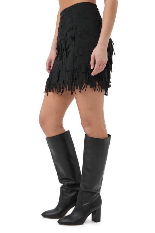 Trina Turk Rico Fringe Mini Skirt In Black