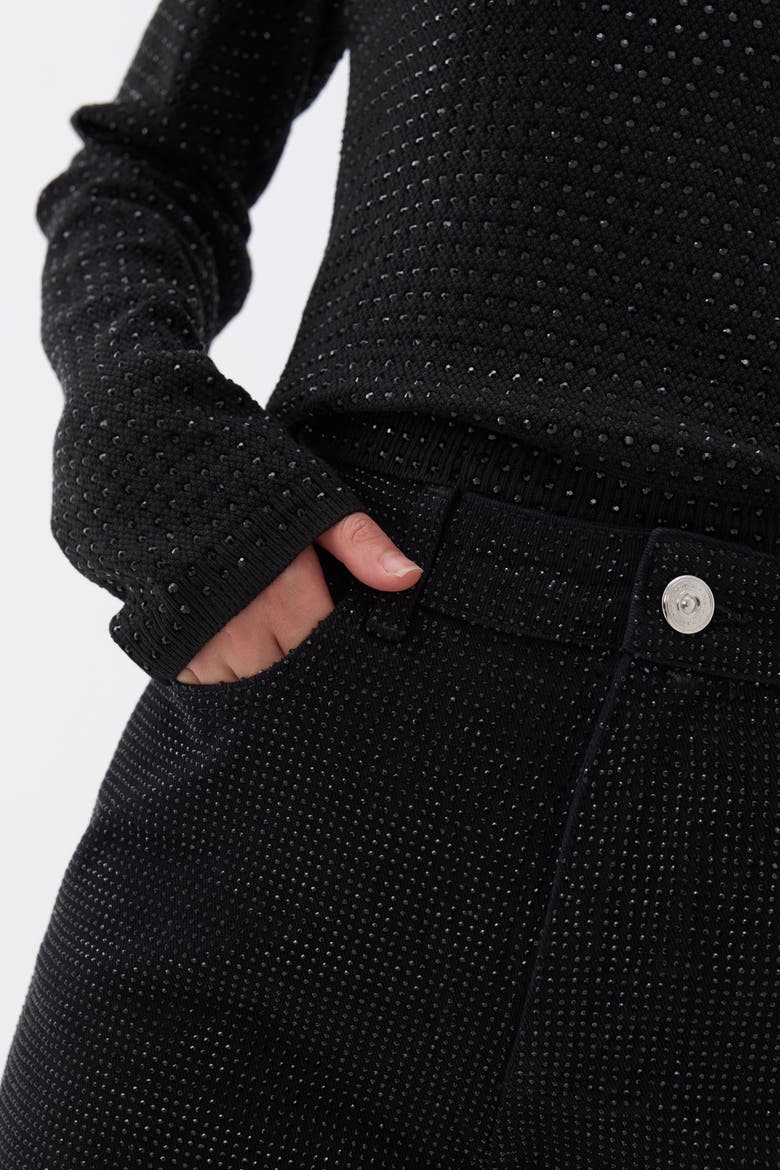 Stone Embroidered Jeans, Alternate, color, Black