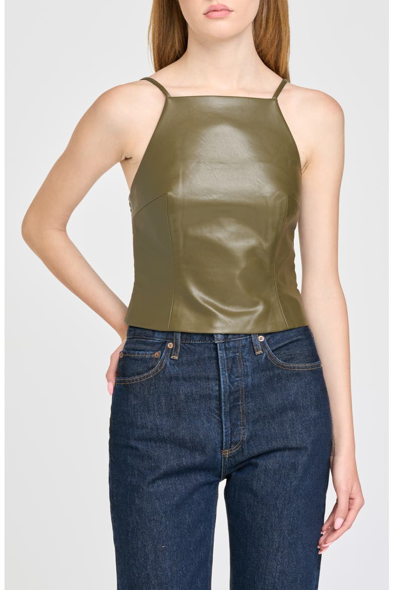 Veronica Faux Leather Cami Top, Main, color, OLIVE