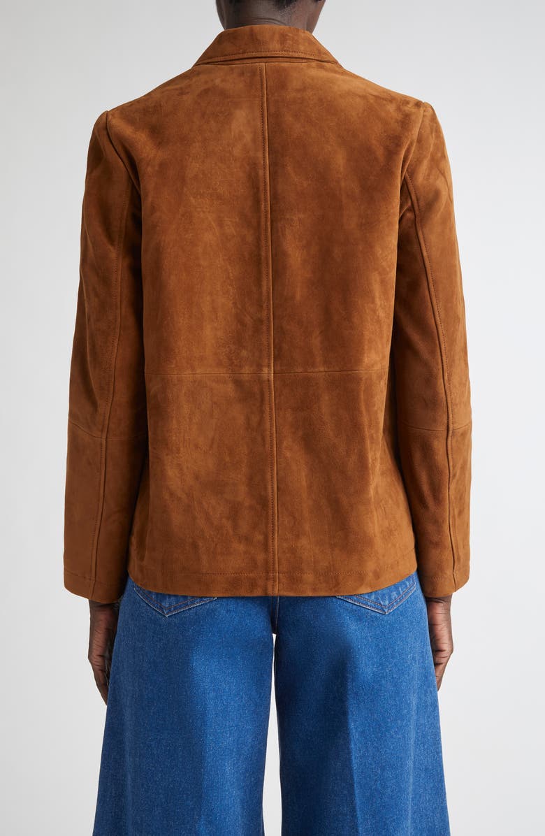 ST. JOHN Ojai Sequin & Bead Embellished Suede Jacket, Alternate, color, Toffee/ Black