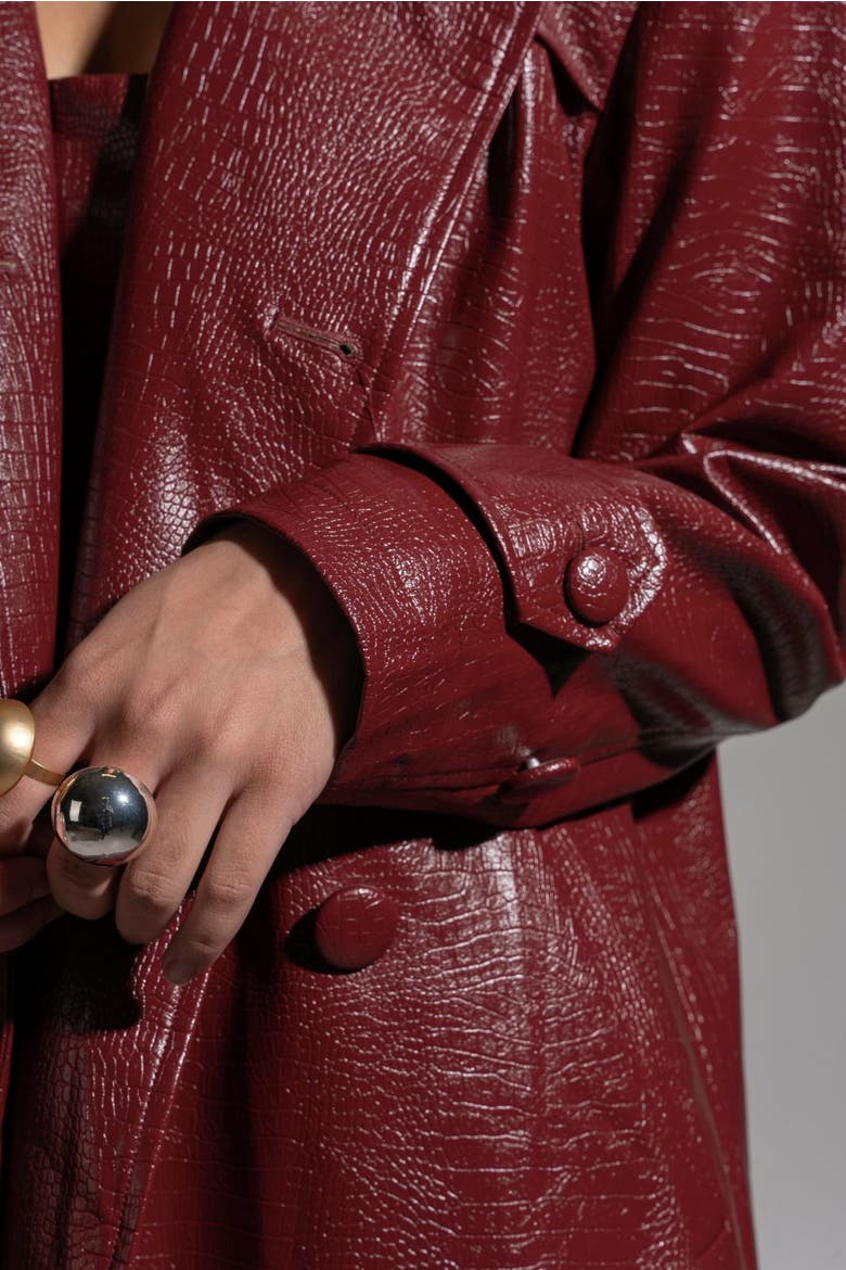 Ono Faux Leather Trench jacket, Alternate, color, Burgundy
