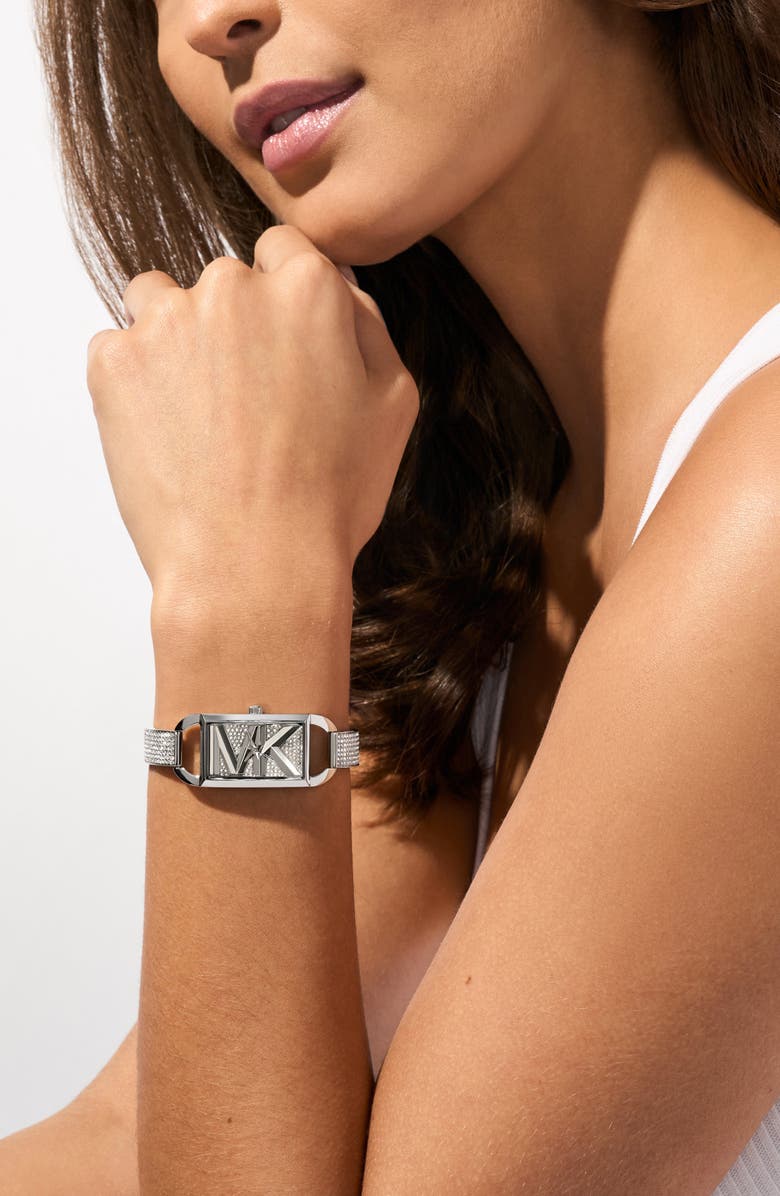 Michael Kors Empire Pavé Crystal Bracelet Watch, 20mm, Alternate, color, Silver