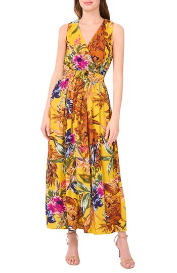 Halogen ® Surplice V-neck Smocked Maxi Dress In Multi