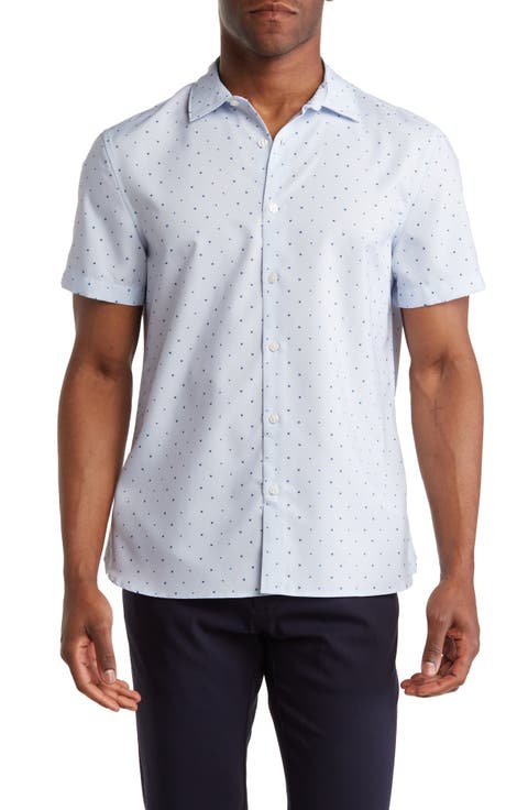 Chicken Foot Print Short Sleeve Button-Up Shirt