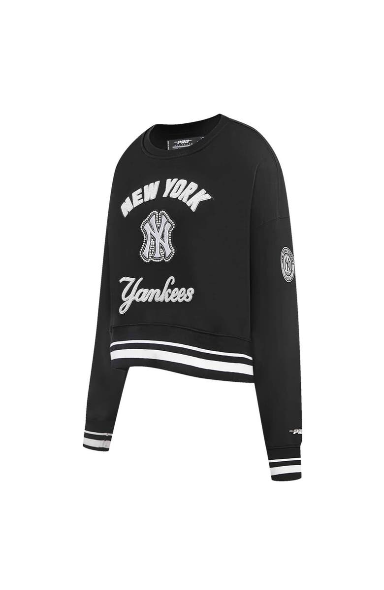 PRO STANDARD Women's Pro Standard Black New York Yankees Pearl Cropped Pullover Sweatshirt, Alternate, color, 