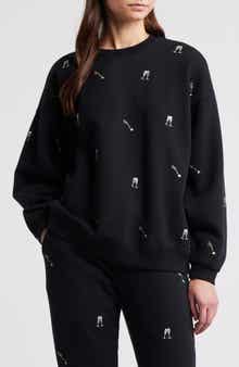 Varsity Cheers Embroidered Cotton Graphic Sweatshirt