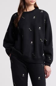 Rails Varsity Cheers Embroidered Cotton Graphic Sweatshirt