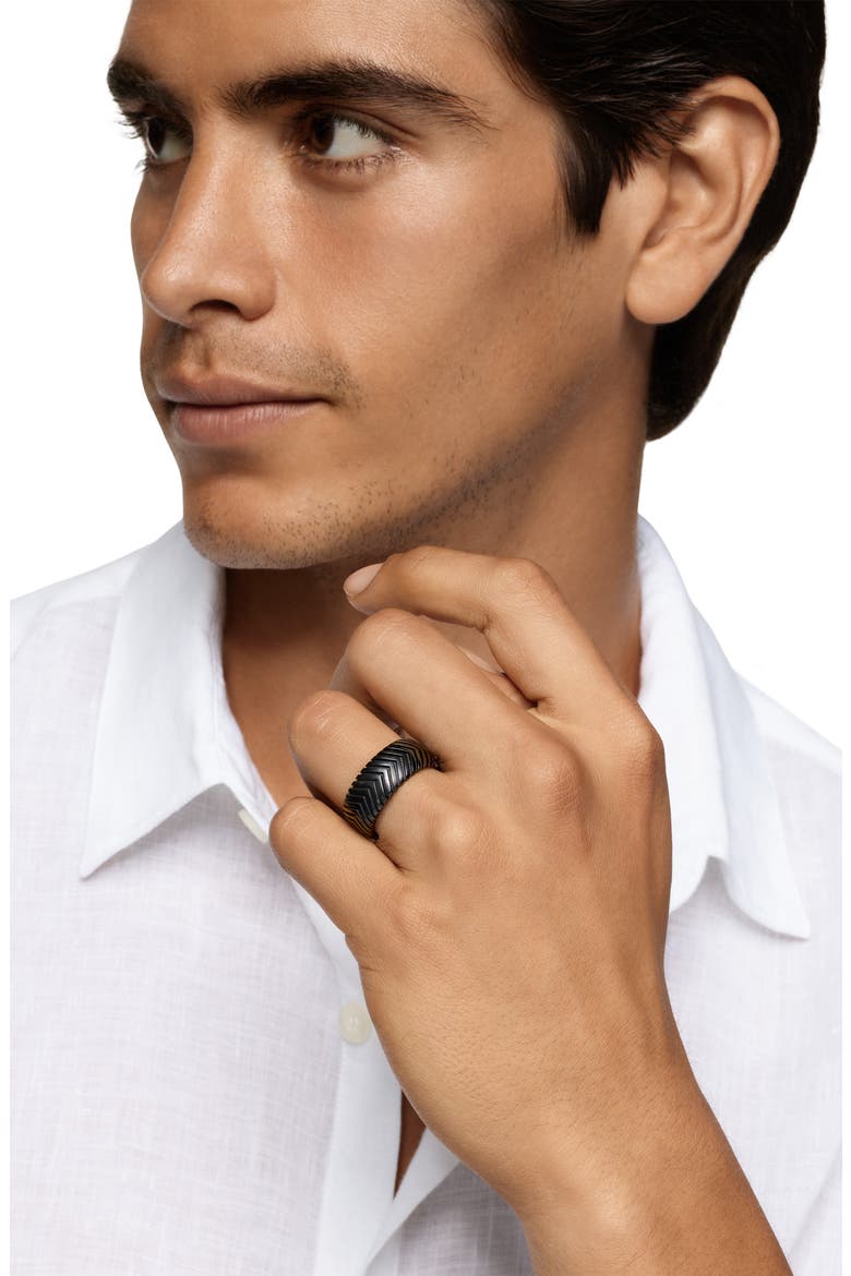 Men's Chevron Band Ring in Black Titanium, 10mm, Alternate, color, BLACK