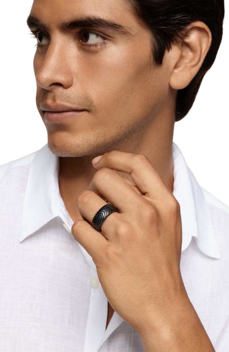 David Yurman Men's Chevron Band Ring in Black Titanium, 10mm, Alternate, color, Black