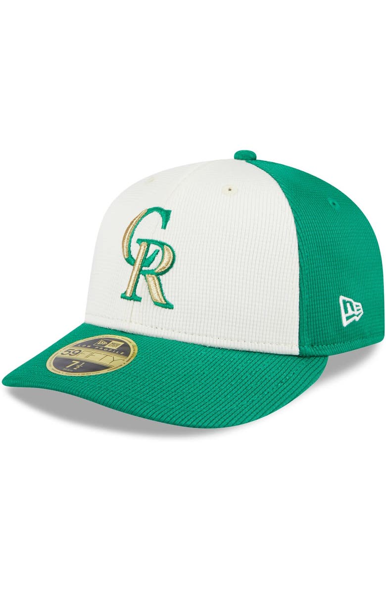 New Era Men's New Era White/Green Colorado Rockies 2024 St. Patrick's Day Low Profile 59FIFTY Fitted Hat, Alternate, color, 