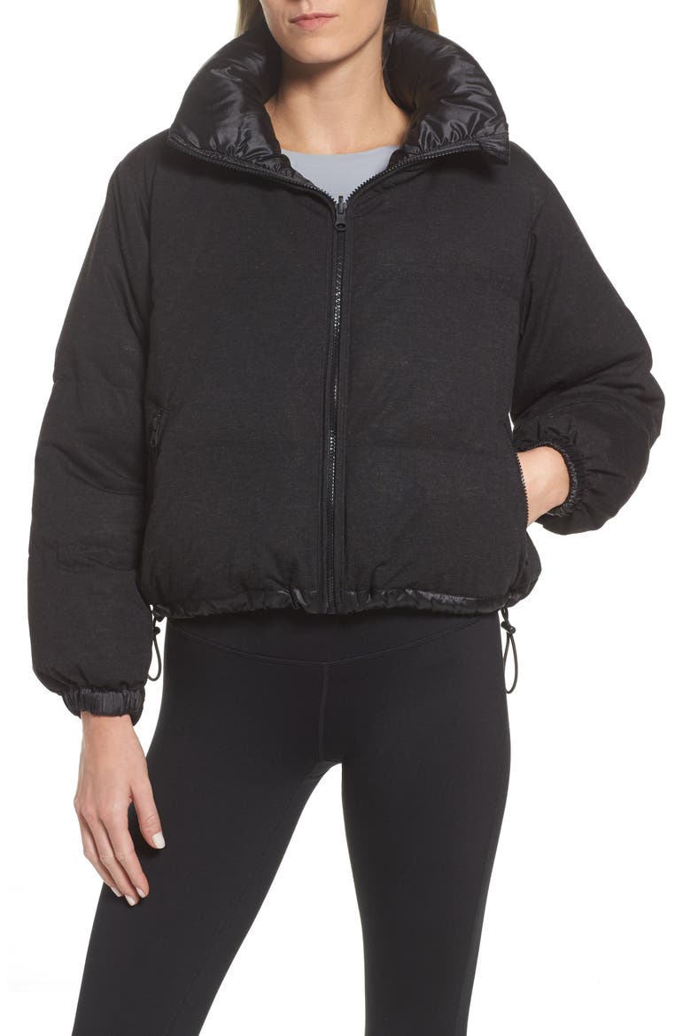 Reversible Puffer Jacket, Alternate, color, BLACK/ CHARCOAL HEATHER
