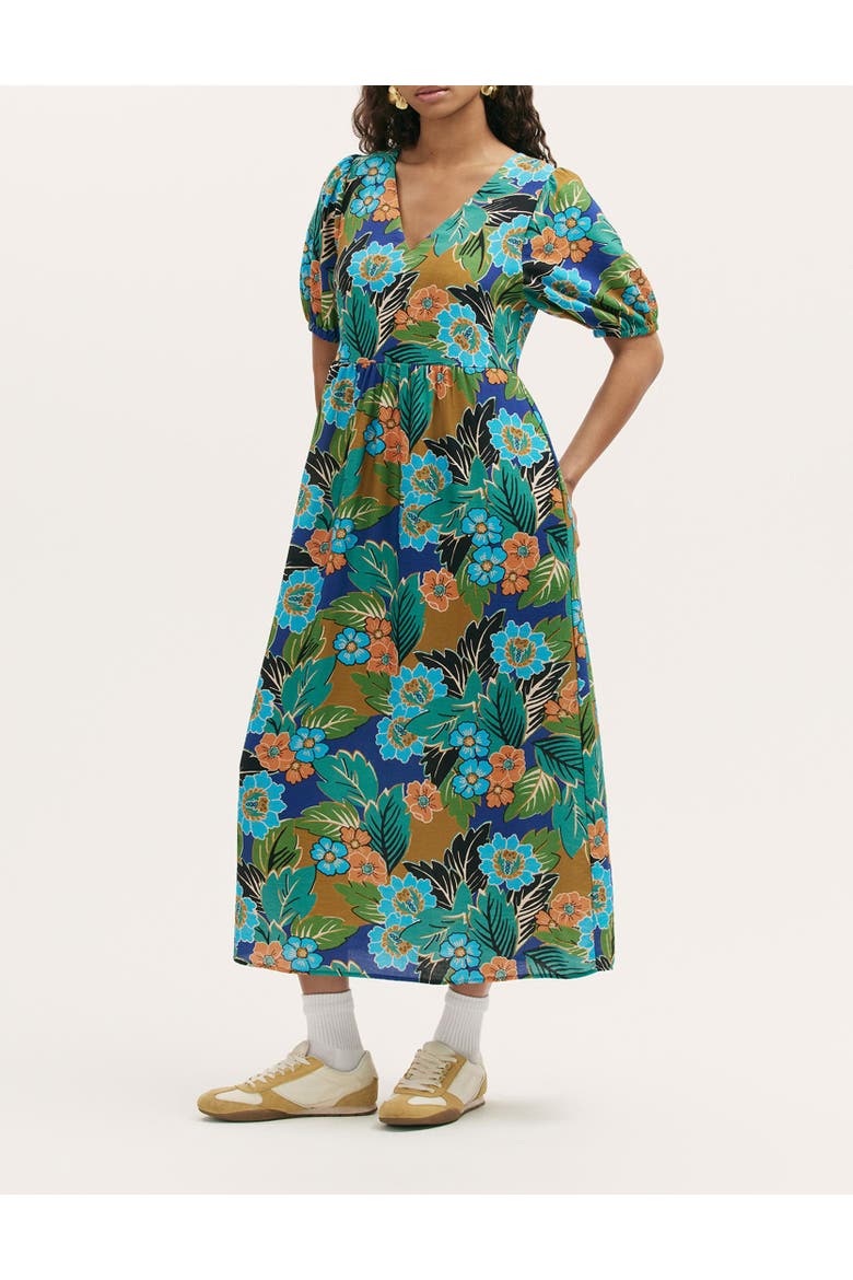Logan Floral Midi Dress, Alternate, color, Green Floral