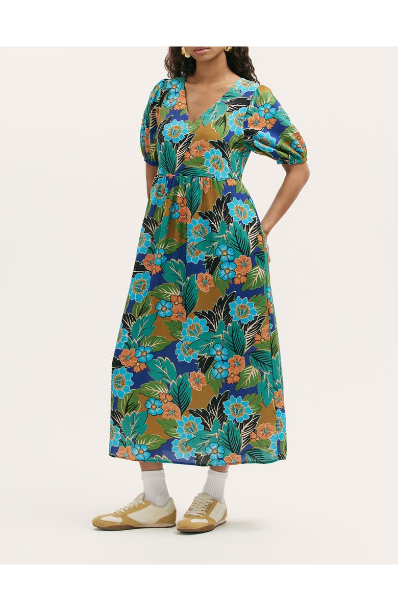 Finery London Logan Floral Midi Dress, Alternate, color, Green Floral
