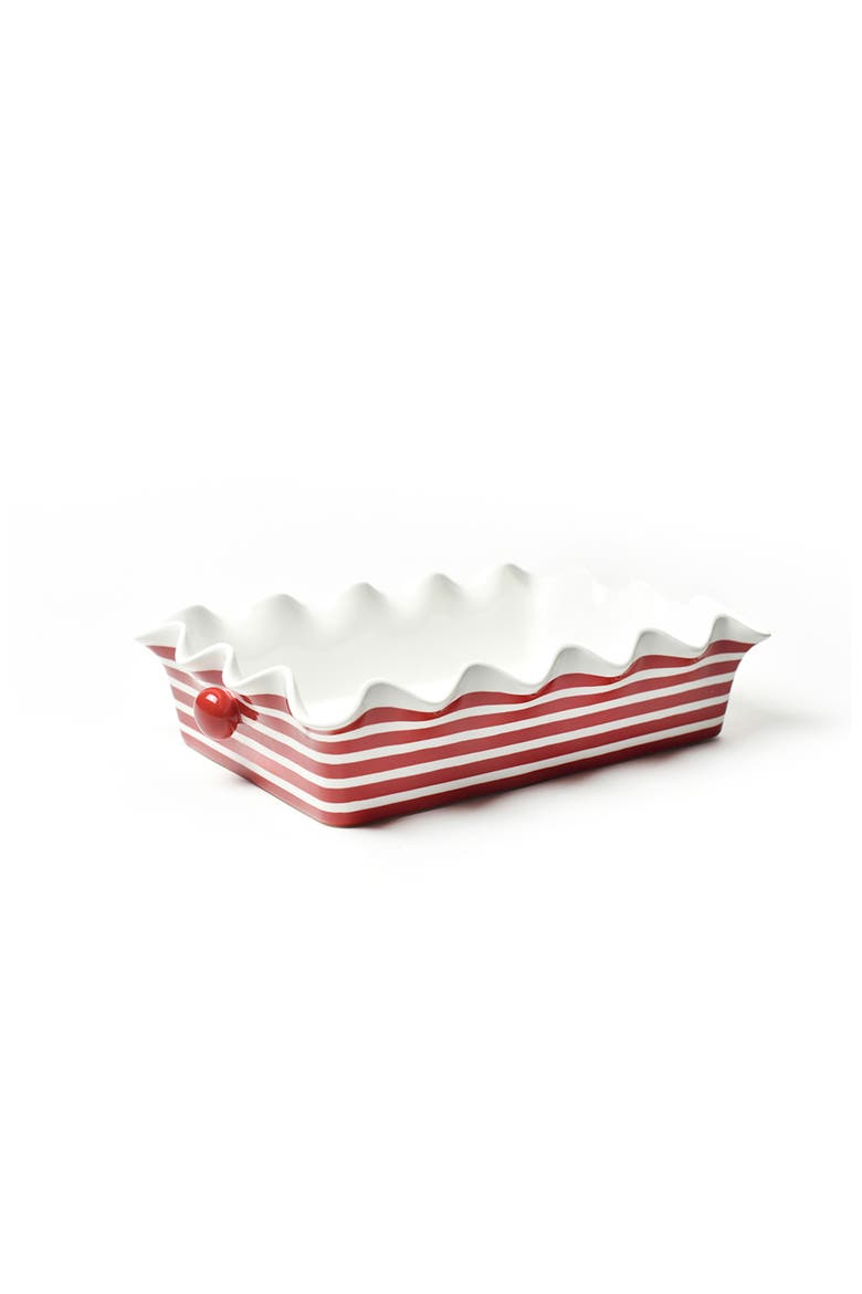 Red Stripe 14 Ruffle Casserole, Main, color, Red