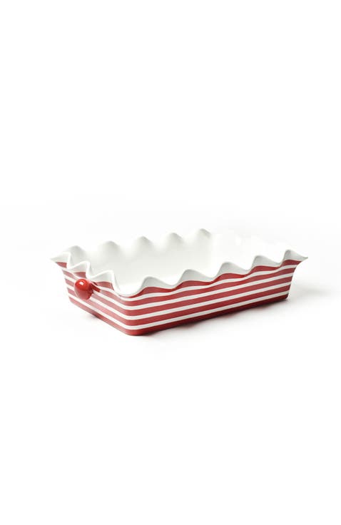 Red Stripe 14 Ruffle Casserole
