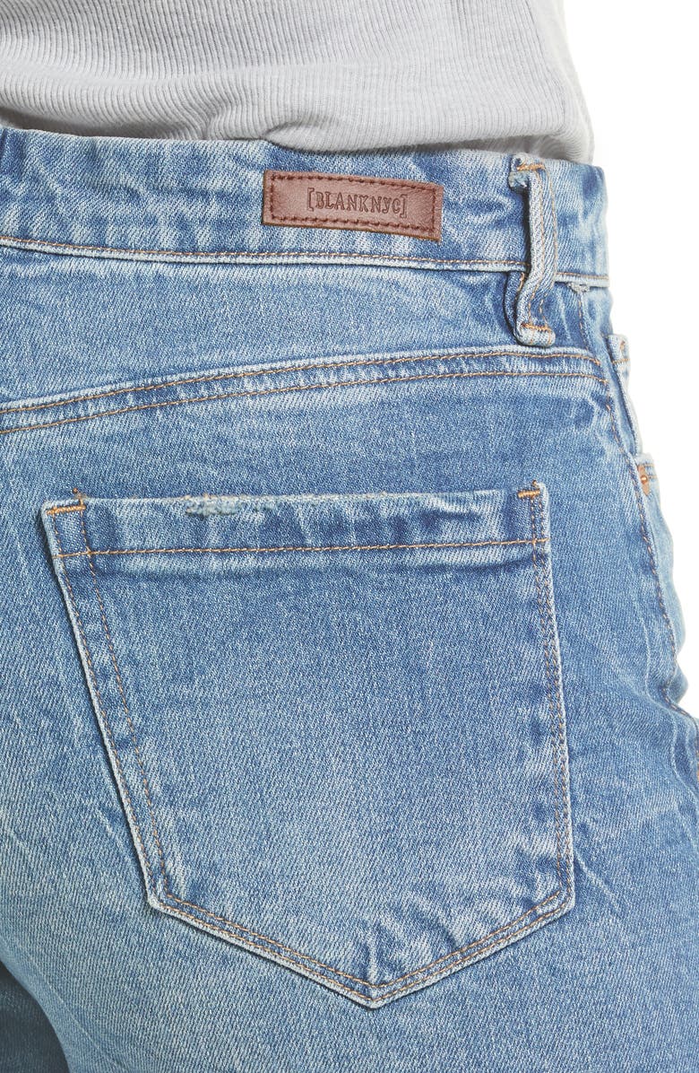 BLANKNYC The Warren Frayed Hem Longline Denim Shorts, Alternate, color, 