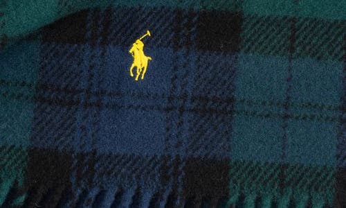 Polo Ralph Lauren Plaid Wool Scarf In Black