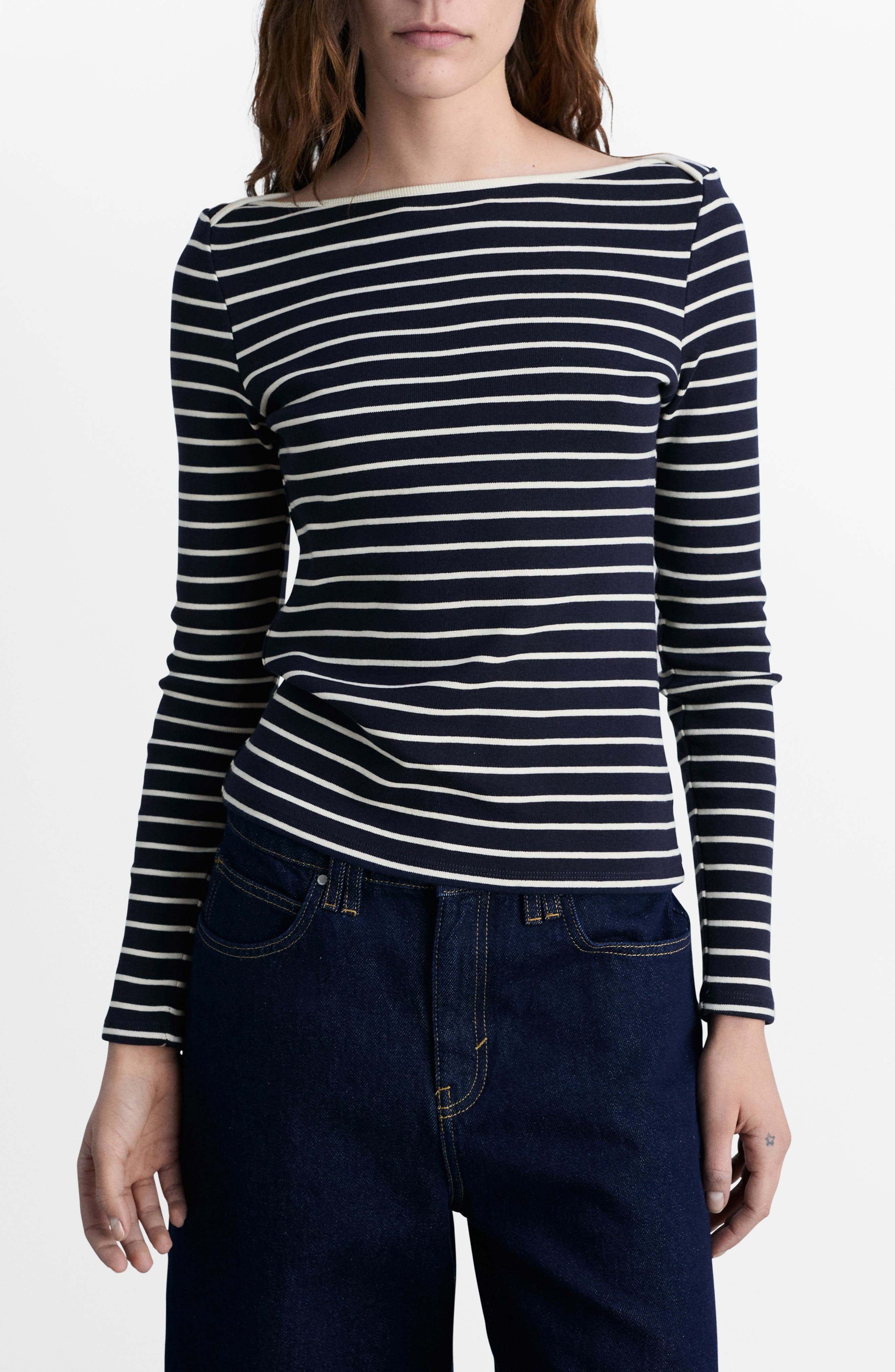 Stripe Boat Neck Top