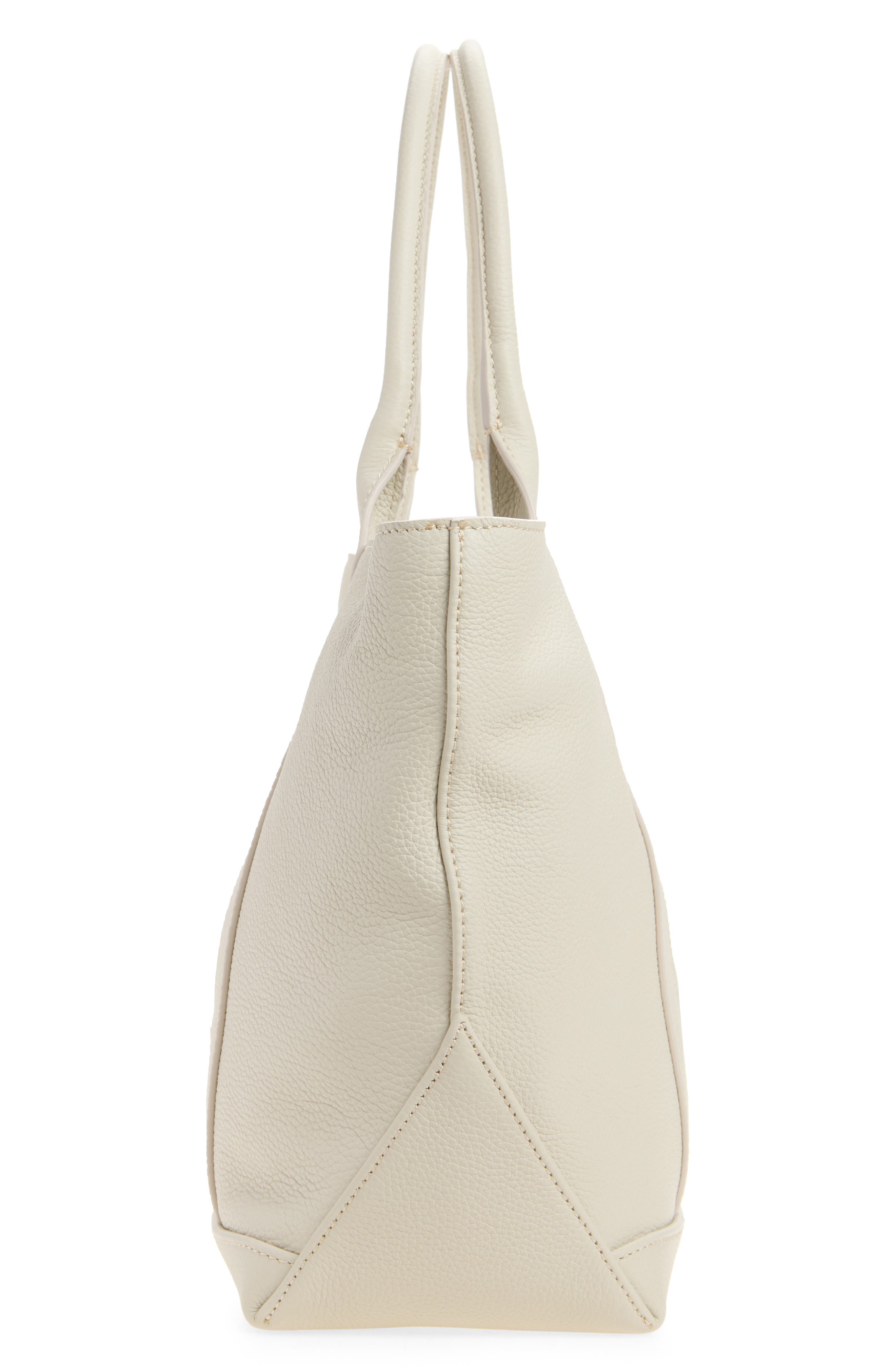 Small Tool Pebbled Leather Tote, Alternate, color, OFF WHITE