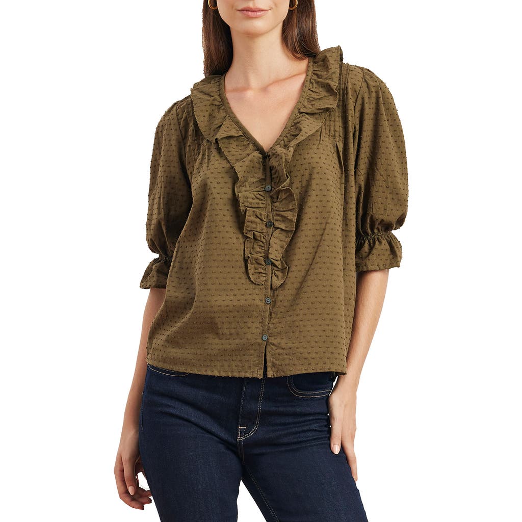 Paneros Clothing Chloe Cotton Ruffle Shirt In Animal Print
