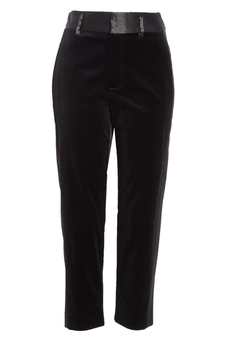 Velvet Crop Tuxedo Pants, Alternate, color, NOIR