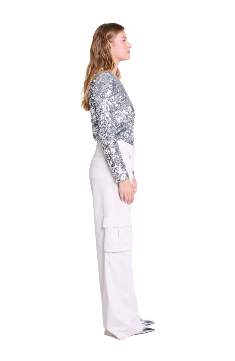 maje Long-sleeved sequinned top, Alternate, color, 