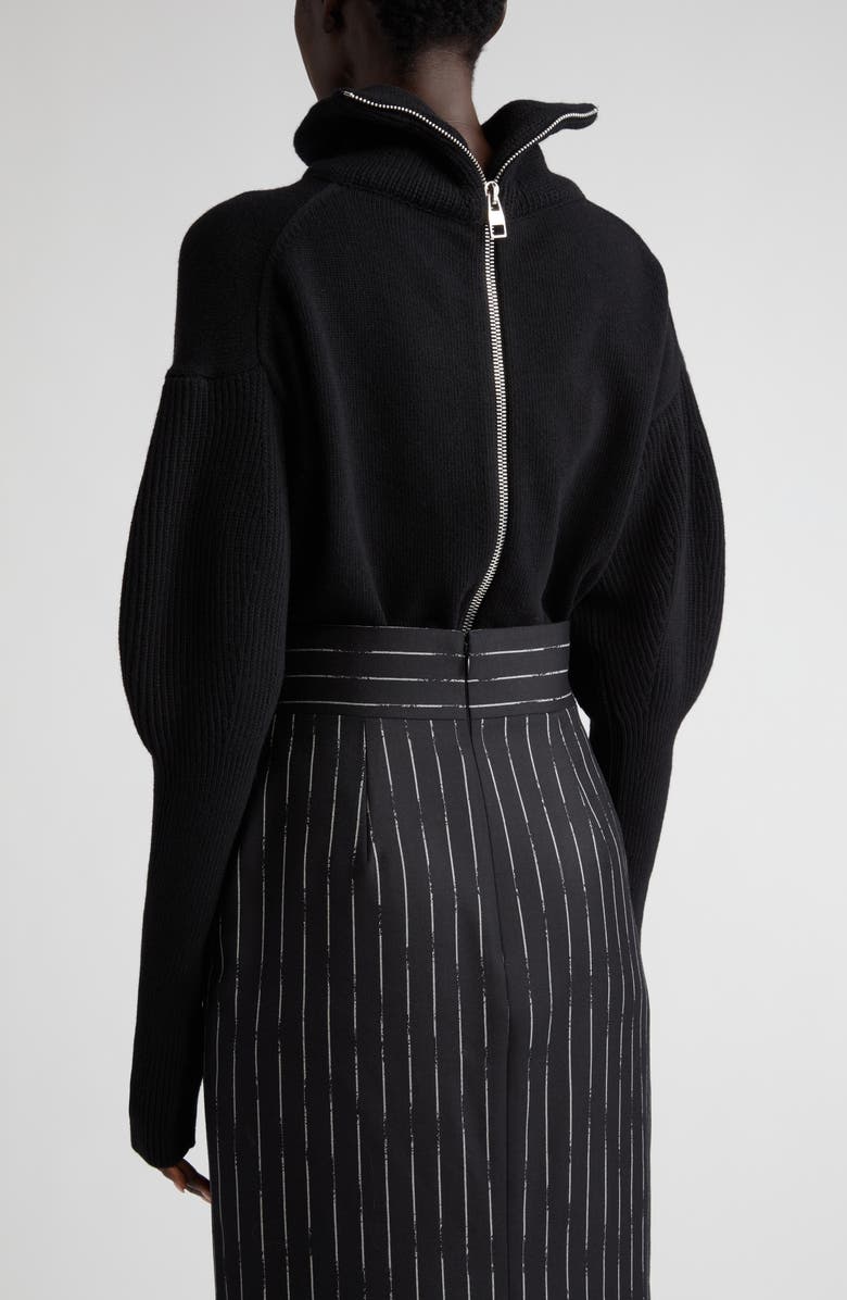 McQueen Juliet Sleeve Crop Wool & Cashmere Turtleneck Sweater, Alternate, color,