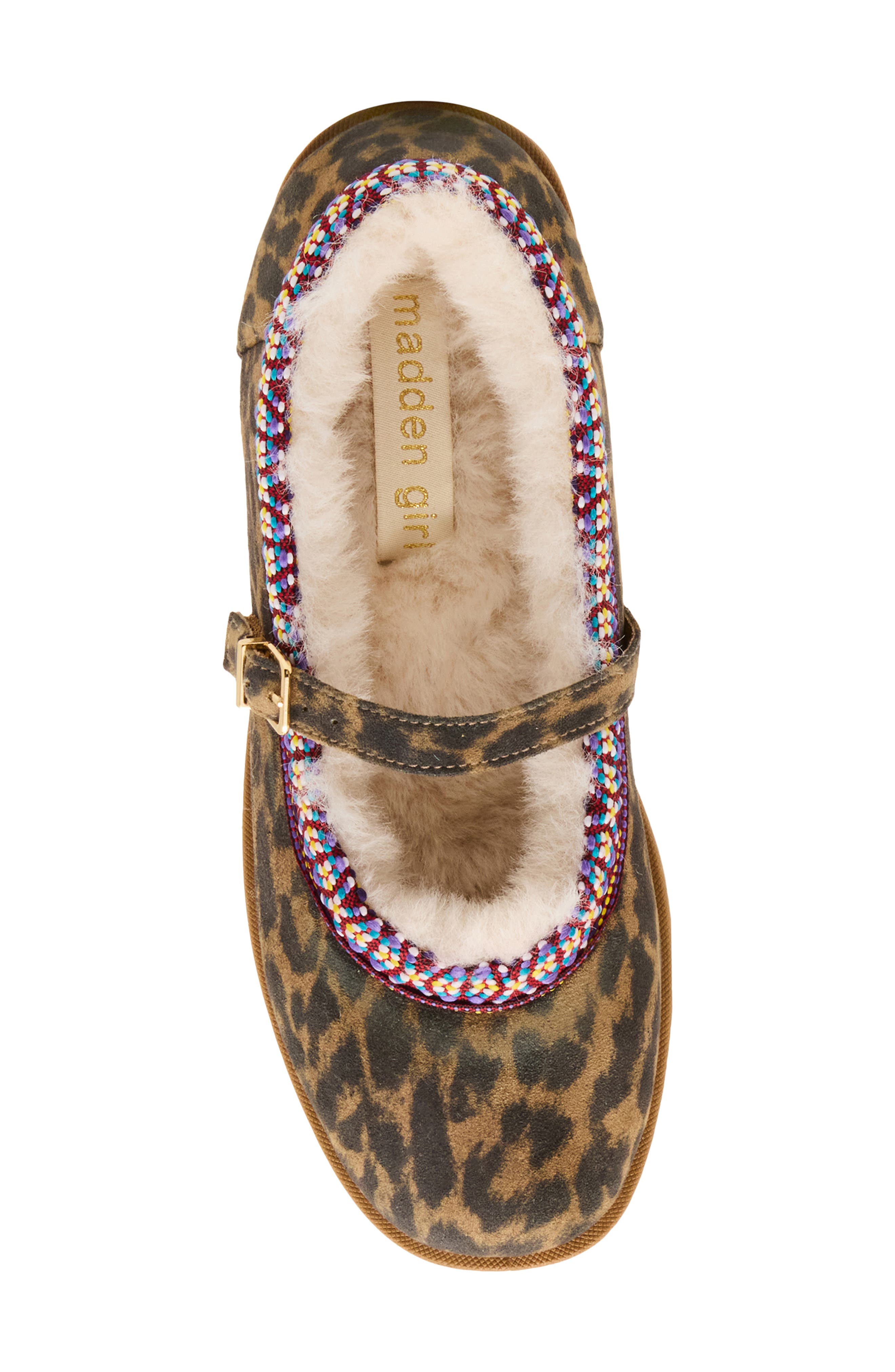 Moon Faux Fur Lined Mary Jane, Alternate, color, LEOPARD