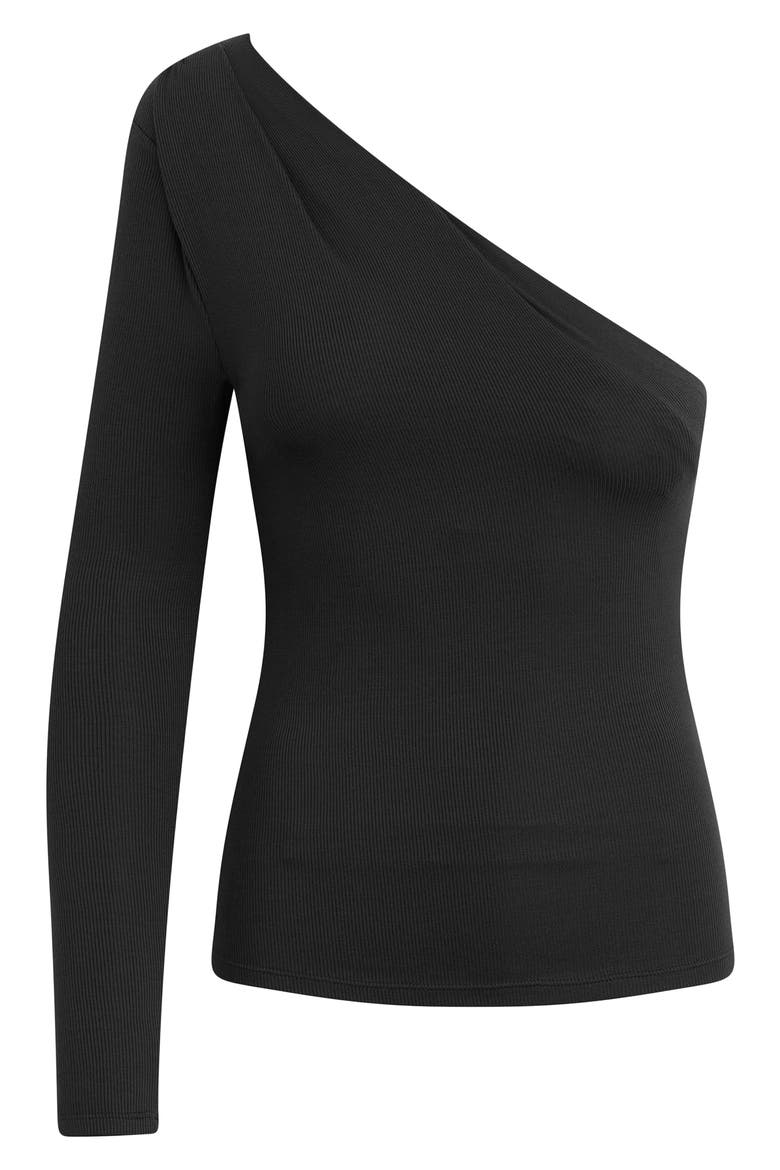 The Edgy One-Shoulder Top, Alternate, color, BLACK