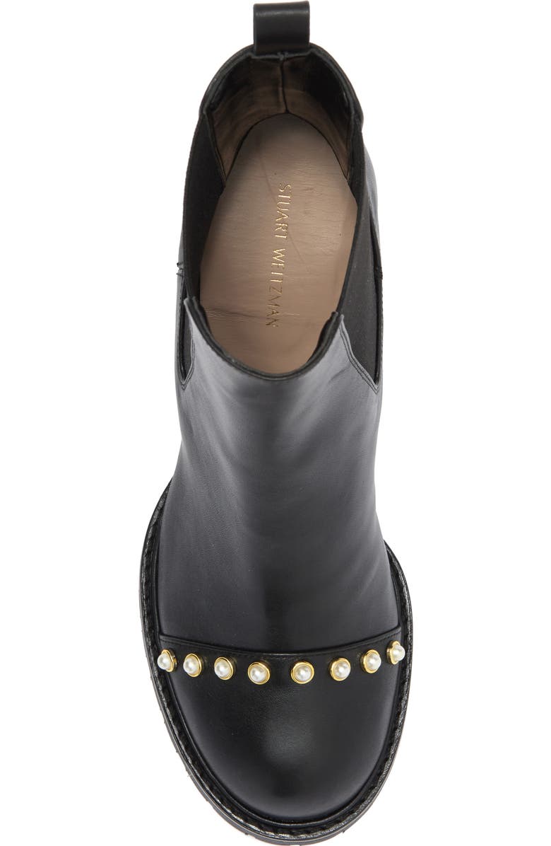 Stuart Weitzman Allpearls 80 Chelsea Boot, Alternate, color, Black