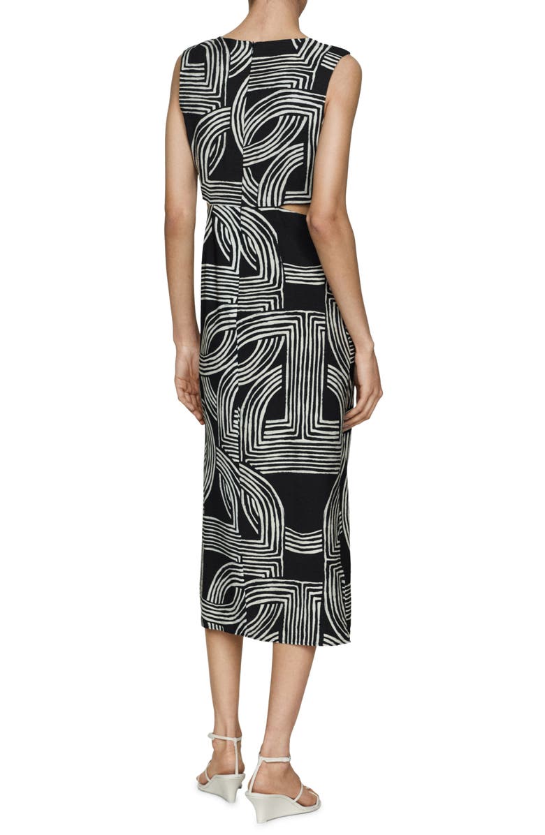 MANGO Print Cutout Sleeveless Midi Dress, Alternate, color, 