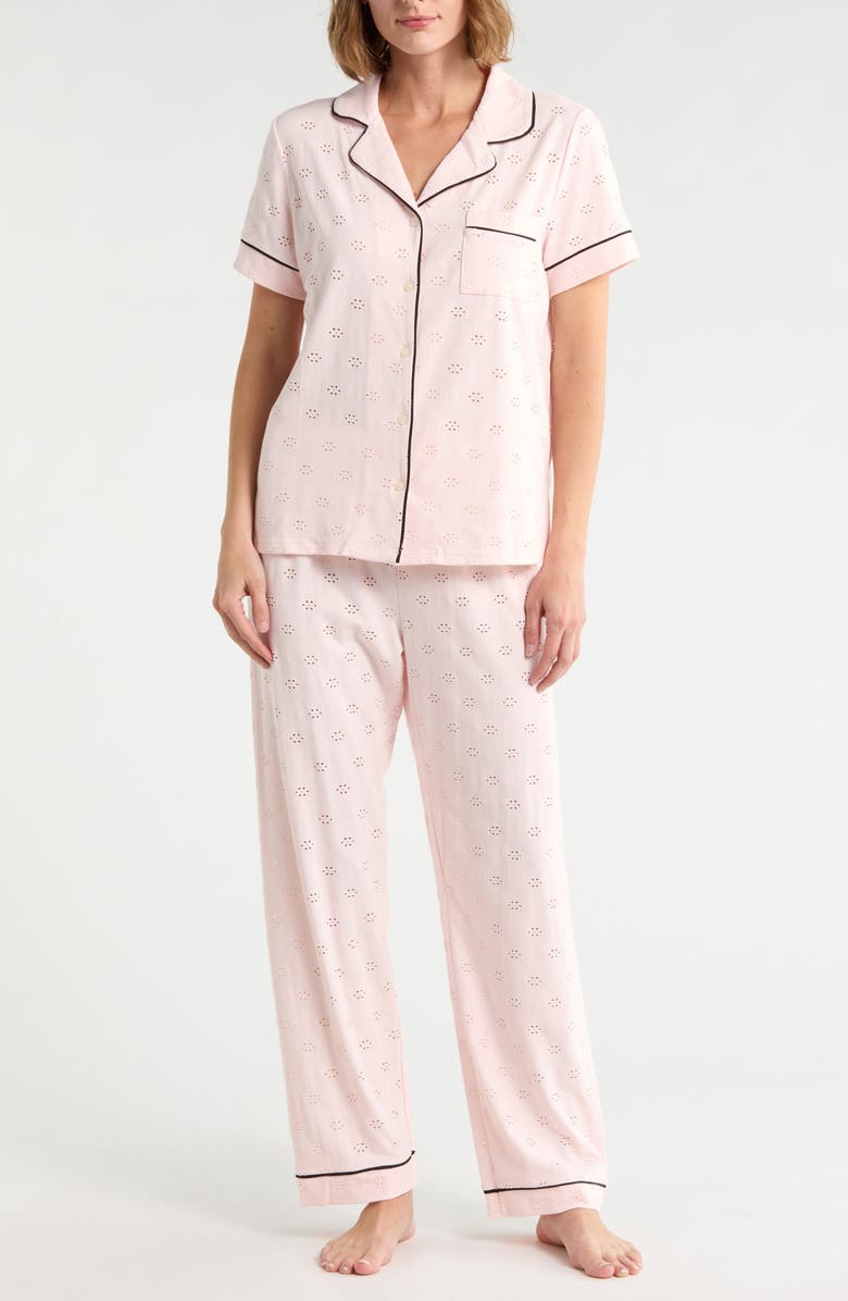French Connection Eyelet Short Sleeve Pajamas, Main, color, Heavenly Pink