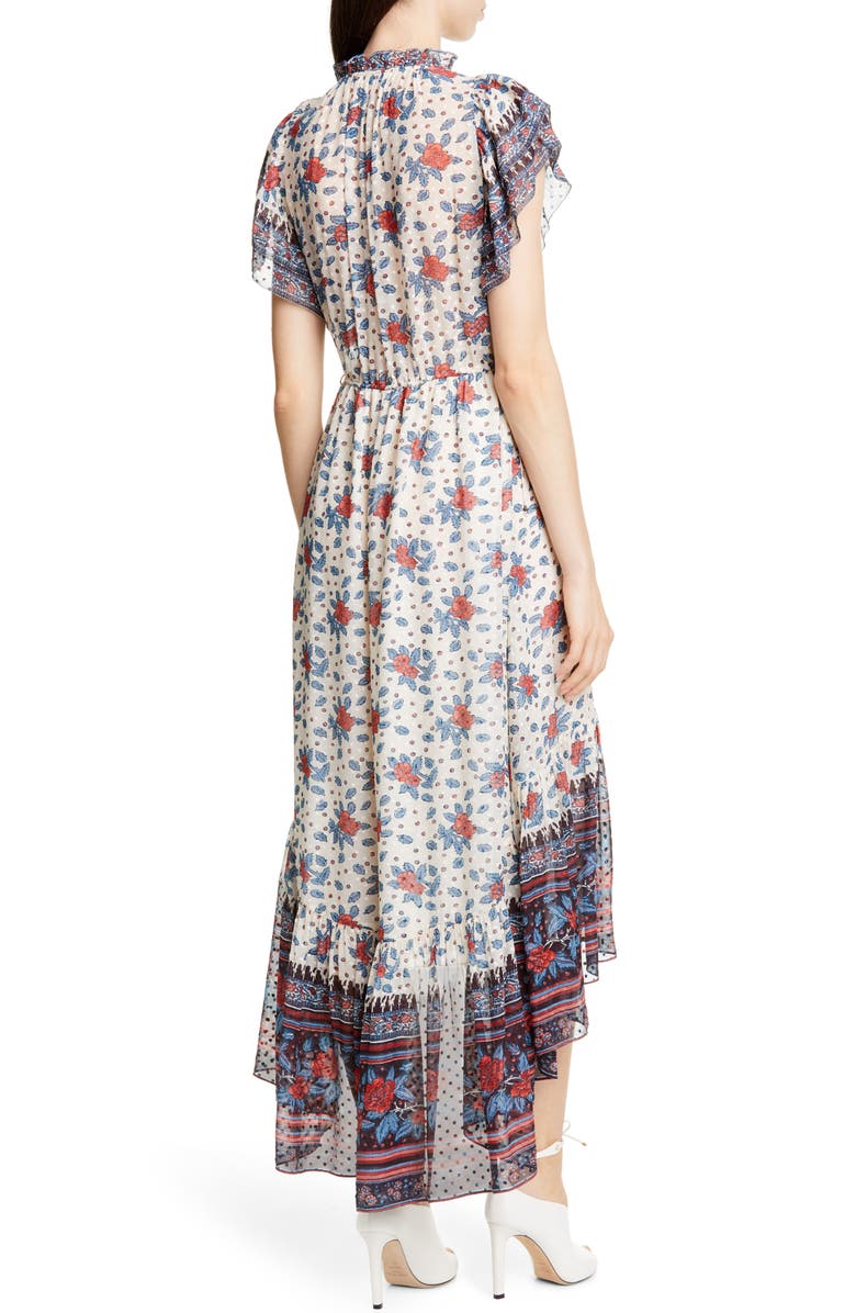 Ulla Johnson Reese Silk Blend Jacquard High/Low Dress, Alternate, color, 