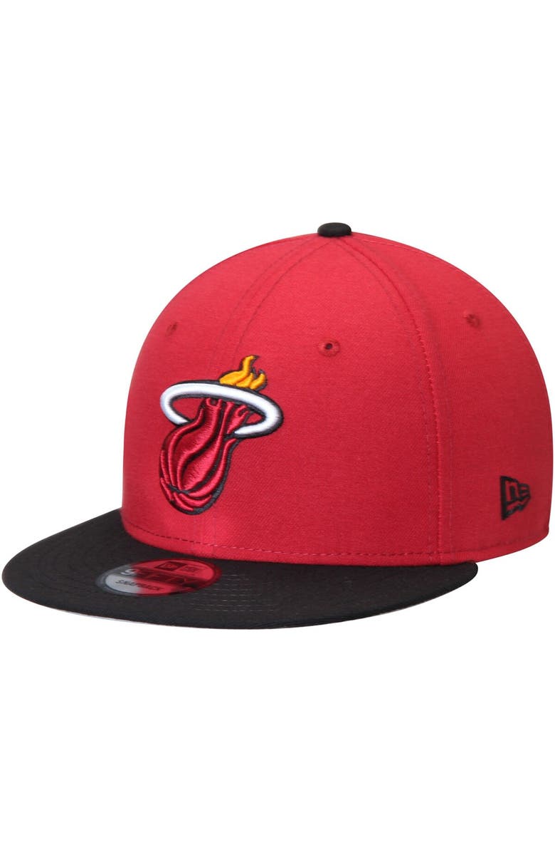 New Era Men's New Era Red/Black Miami Heat 2-Tone 9FIFTY Adjustable Snapback Hat, Main, color, Red
