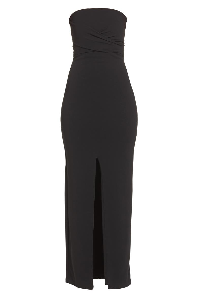 Own the Night Strapless Column Gown, Alternate, color, BLACK