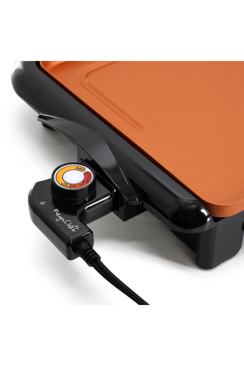18.89 Inch Electric Grill and Griddle in Black with Copper Coating, Alternate, color, Black