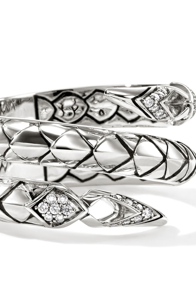 John Hardy Naga Sterling Silver & Diamond Coil Ring, Alternate, color, Silver