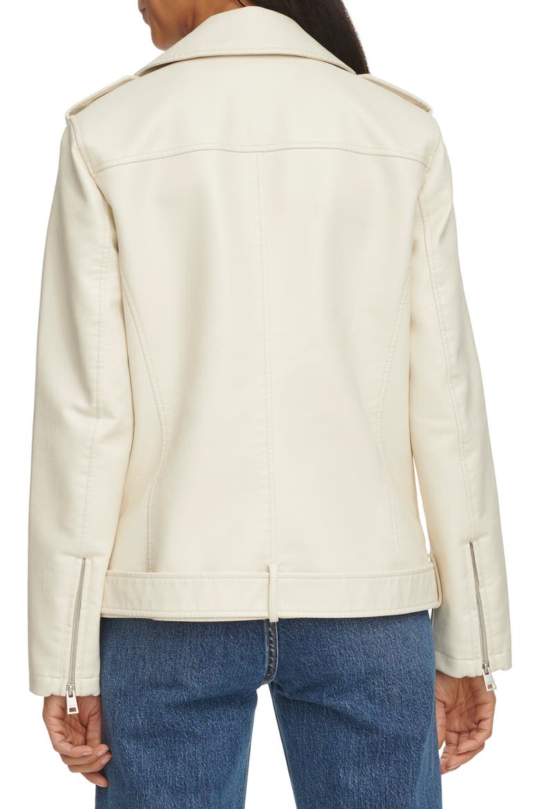 Longline Belted Faux Leather Moto Jacket, Alternate, color, OYSTER