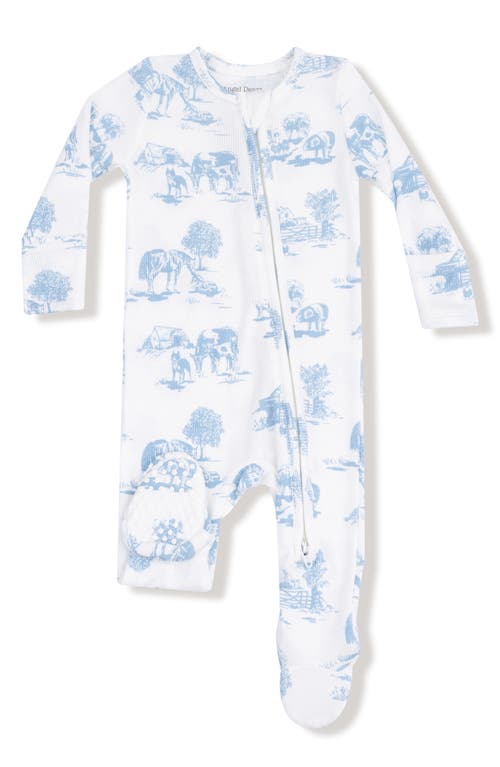 Angel Dear Farm Toile Print Footie In White