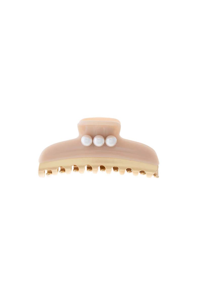 Triple Pearl Accented Two Tone Claw Clip, Main, color, Pink
