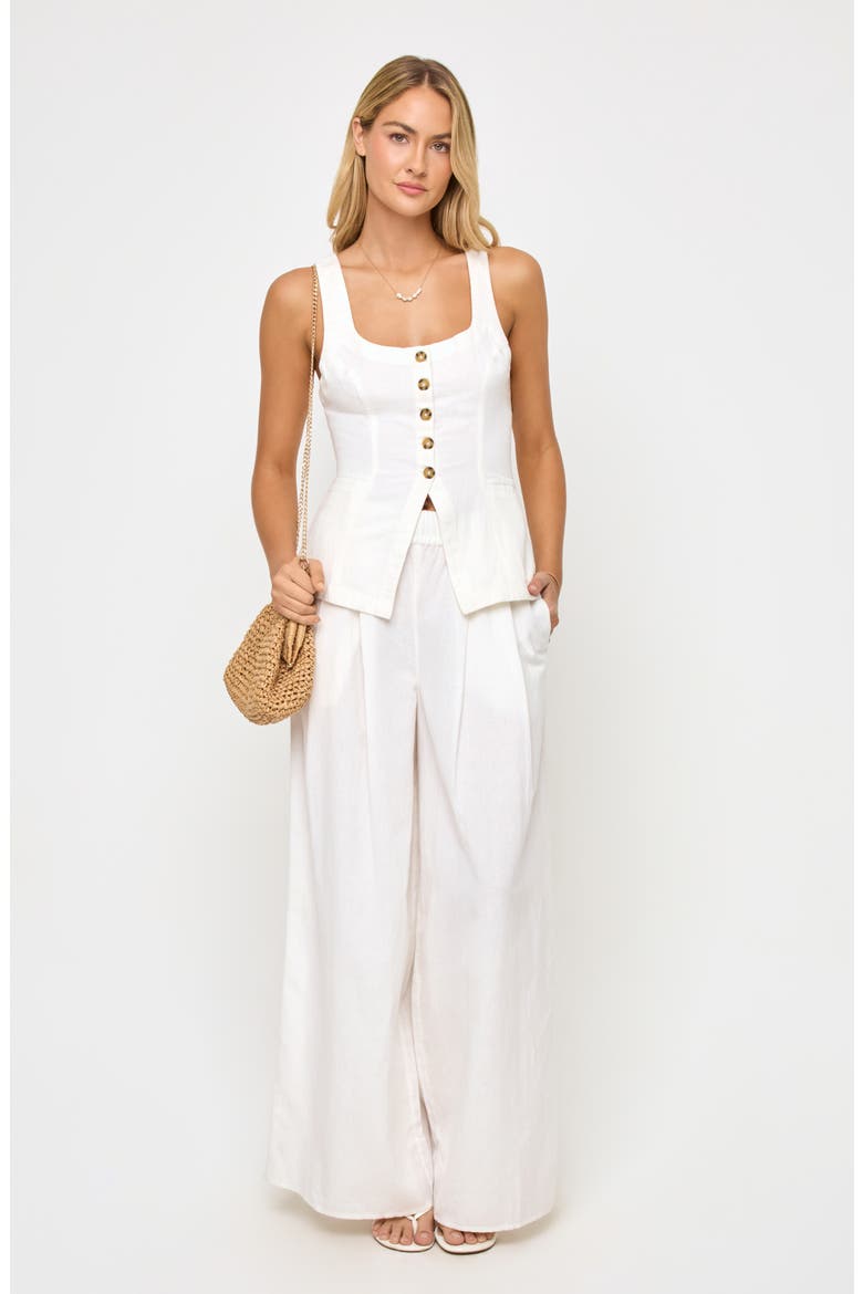Sofie Linen & Cotton Vest, Alternate, color, WHITE
