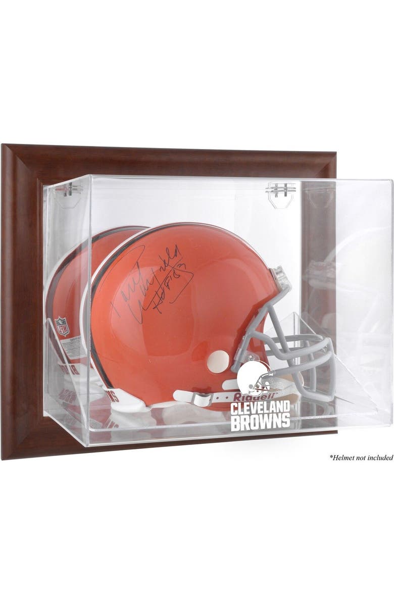 FANATICS AUTHENTIC Cleveland Browns Brown Framed Wall-Mountable Logo Helmet Case, Main, color, 
