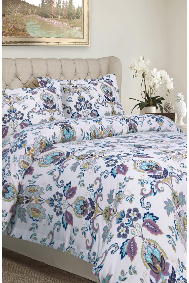 Paisley Print Cotton Flannel Duvet Cover & Pillow Sham Set, Main, color, MULTICOLOR