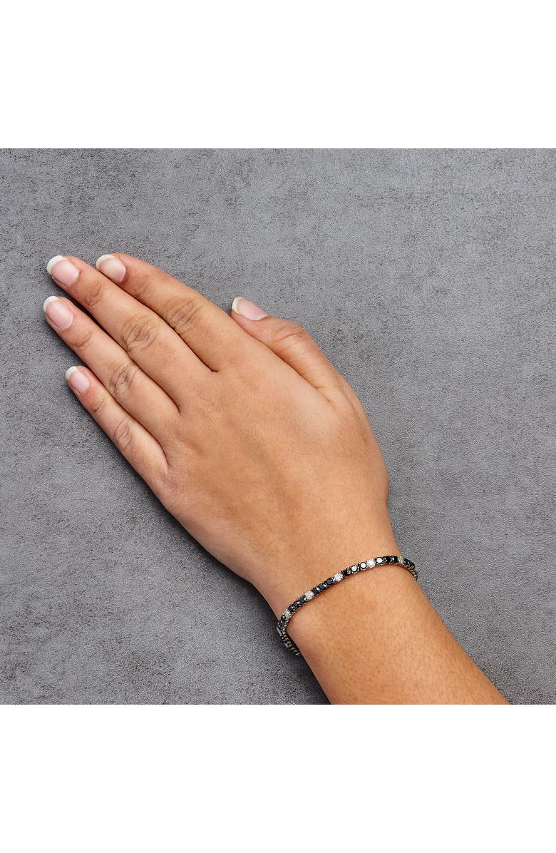 Haus of Brilliance Silver 6.0 Cttw Black and White Diamond Tennis Bracelet, Alternate, color, White