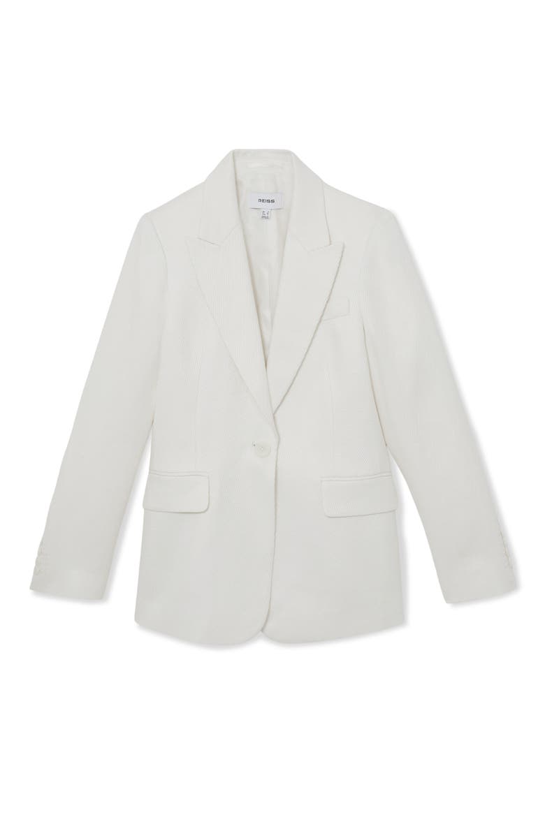 Alyx Texture One-Button Linen Blend Blazer, Alternate, color, WHITE