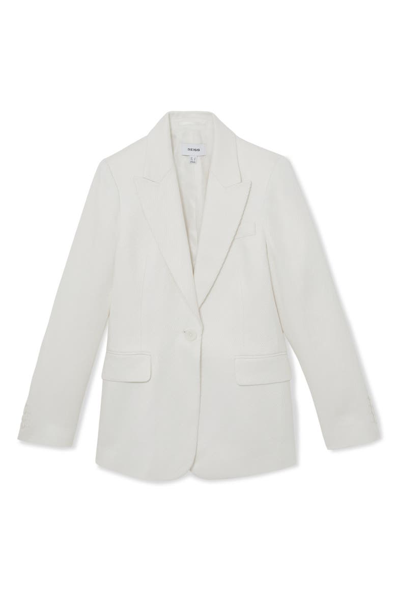 Reiss Alyx Texture One-Button Linen Blend Blazer, Alternate, color, White