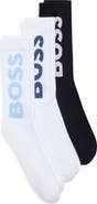BOSS 3-Pack Logo Ribbed Crew Socks